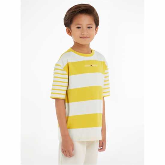 Tommy Hilfiger Тениска С Лого Bold Stripe Logo Tee Звезда Фрукт Жълт Kids