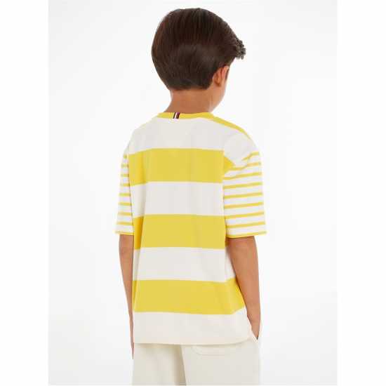 Tommy Hilfiger Тениска С Лого Bold Stripe Logo Tee Звезда Фрукт Жълт Kids