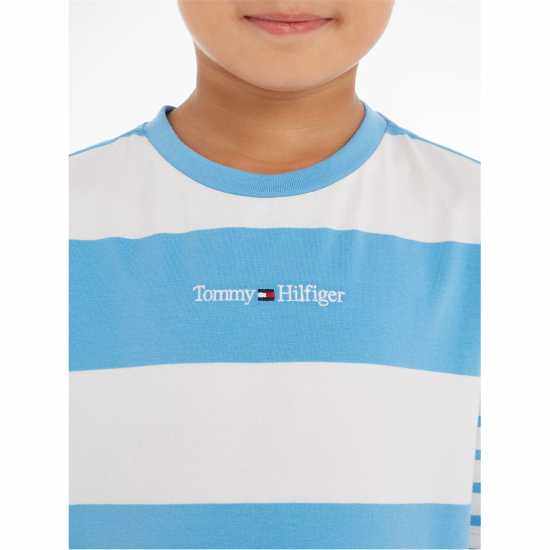 Tommy Hilfiger Тениска С Лого Bold Stripe Logo Tee Небесна паруса Kids