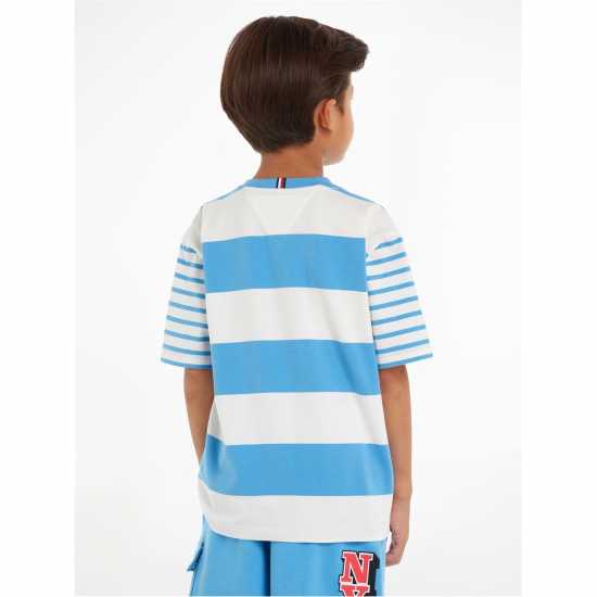 Tommy Hilfiger Тениска С Лого Bold Stripe Logo Tee Небесна паруса Kids