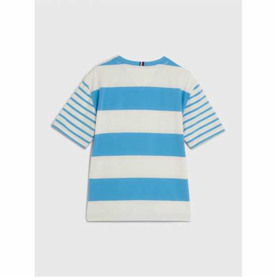 Tommy Hilfiger Тениска С Лого Bold Stripe Logo Tee Небесна паруса Kids