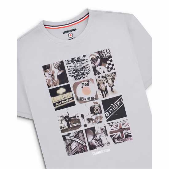 Lambretta Print Tee Сиво Мъжко облекло за едри хора