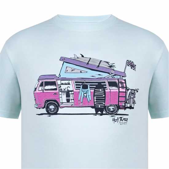 Hot Tuna Мъжка Тениска Обло Деколте Crew T Shirt Mens Aqua Мъжко облекло за едри хора