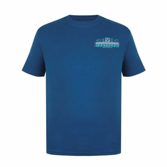 Hot Tuna Мъжка Тениска Обло Деколте Crew T Shirt Mens Teal Мъжко облекло за едри хора