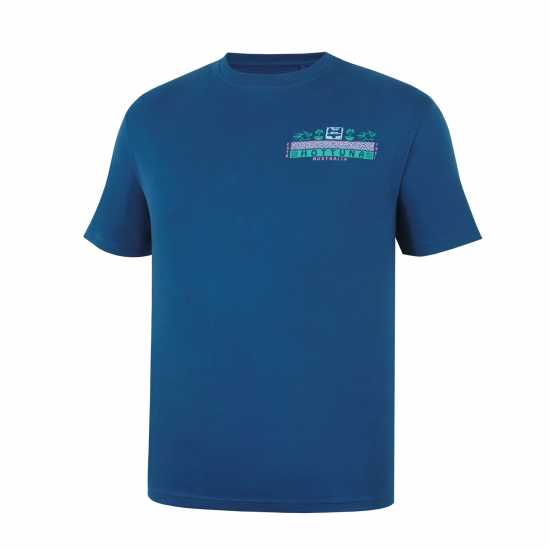 Hot Tuna Мъжка Тениска Обло Деколте Crew T Shirt Mens Teal Мъжко облекло за едри хора