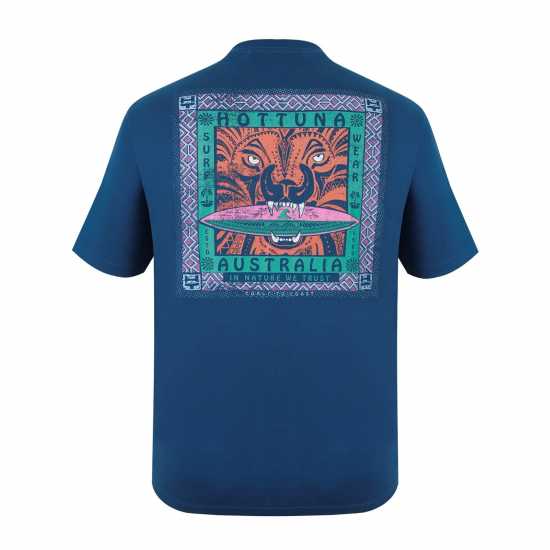 Hot Tuna Мъжка Тениска Обло Деколте Crew T Shirt Mens Teal Мъжко облекло за едри хора