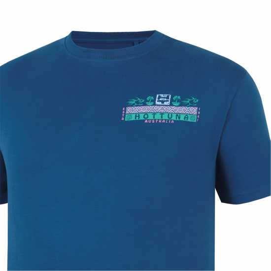 Hot Tuna Мъжка Тениска Обло Деколте Crew T Shirt Mens Teal Мъжко облекло за едри хора