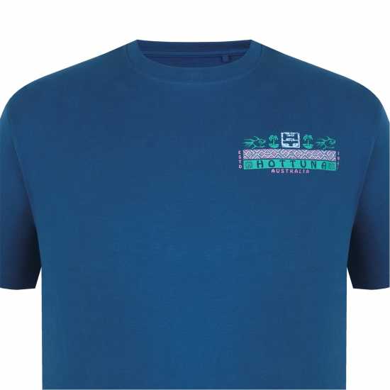 Hot Tuna Мъжка Тениска Обло Деколте Crew T Shirt Mens Teal Мъжко облекло за едри хора