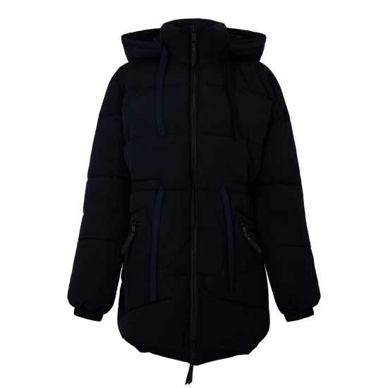 Jack Wills Belted Tie Puffer Ld44 Черно 