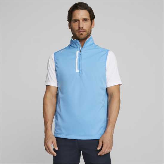 Puma Momentum Wind Vest Golf Mens Синьо/Бяло Голф облекло