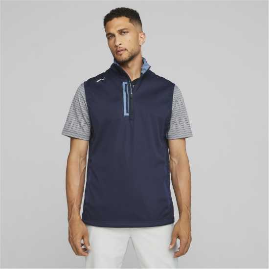 Puma Momentum Wind Vest Golf Mens Тъмносин/Дъб Голф облекло