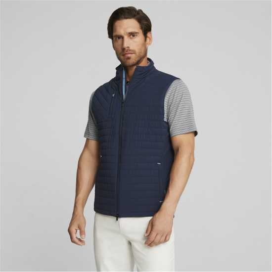 Puma Ватирано Елече Scotia Quilted Vest Golf Mens Тъмносин/Дъб Голф облекло