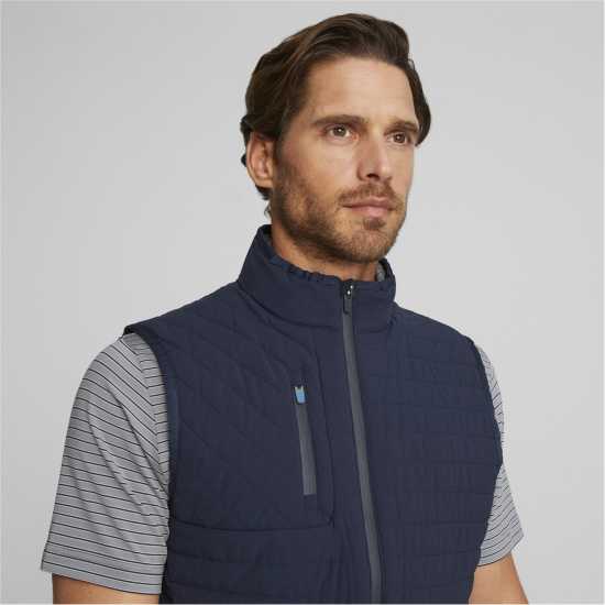 Puma Ватирано Елече Scotia Quilted Vest Golf Mens Тъмносин/Дъб Голф облекло