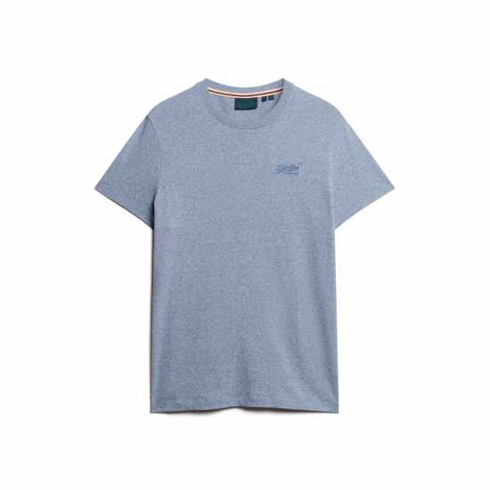 Superdry Тениска Small Chest Logo T Shirt Бей Блу Марл 