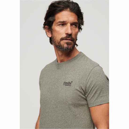 Superdry Тениска Small Chest Logo T Shirt Пепелно зелен 