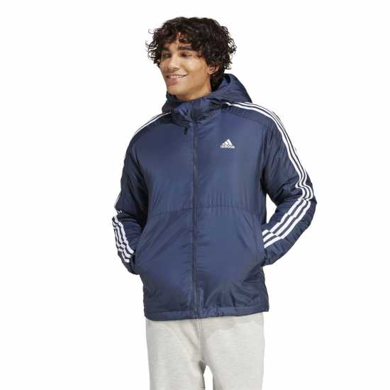 Adidas Мъжко Яке С Качулка 3 Stripe Essential Hooded Jacket Mens Легендарна чернина Мъжки грейки