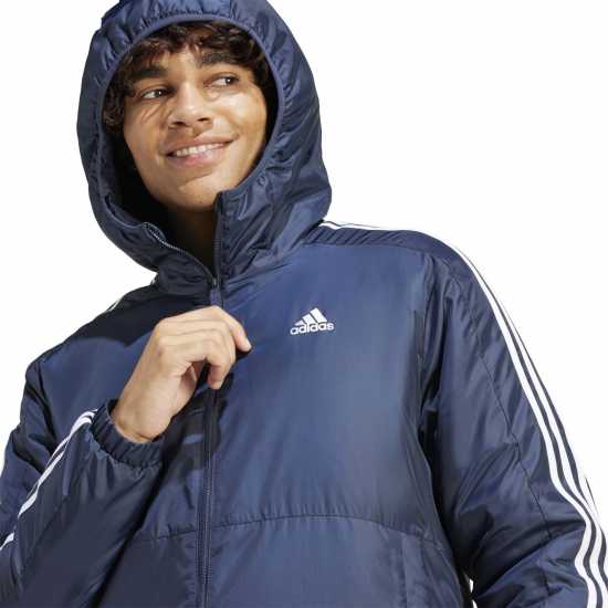 Adidas Мъжко Яке С Качулка 3 Stripe Essential Hooded Jacket Mens Легендарна чернина Мъжки грейки