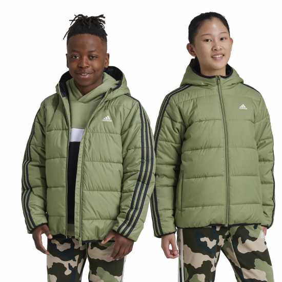 Adidas Детско Яке Essentials 3S Jacket Juniors Зелено/Черно 