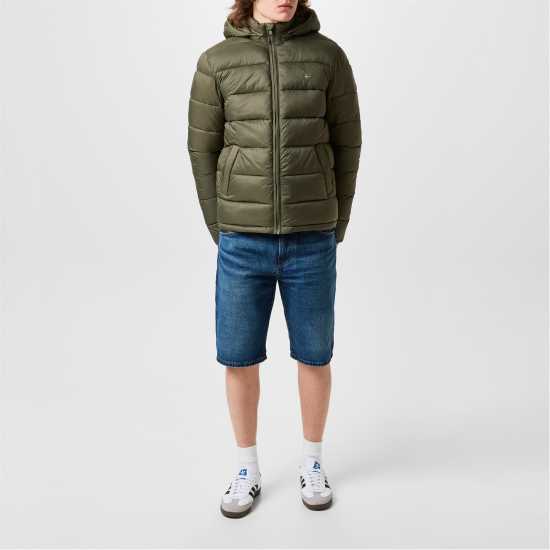 Jack Wills Kershaw Hooded Puffer Jacket Тъмно кафяво Мъжки грейки