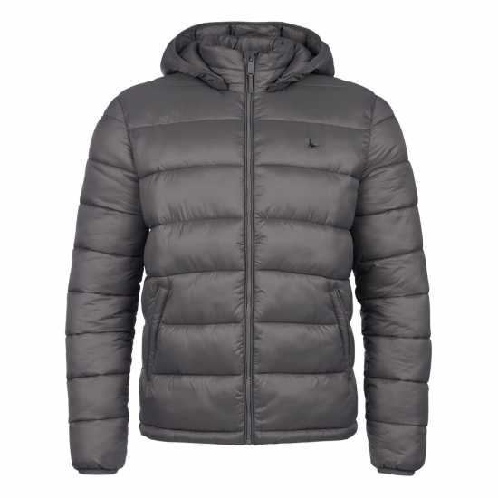 Jack Wills Kershaw Hooded Puffer Jacket Granite Gray Мъжки грейки