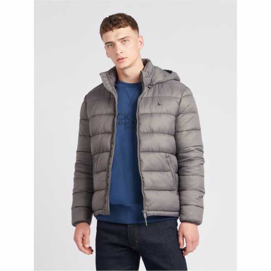 Jack Wills Kershaw Hooded Puffer Jacket Granite Gray Мъжки грейки