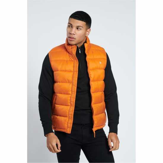 Jack Wills Kershaw Lightweight Puffer Gilet Burnt Orange Мъжки грейки