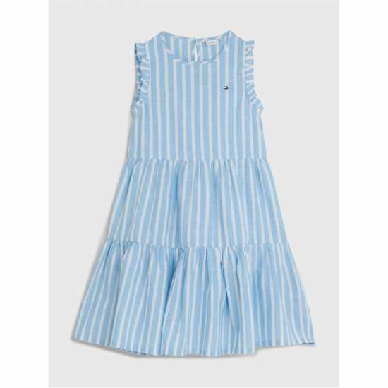 Tommy Hilfiger Striped Hemp Short Sleeve Ruffle Dress Juniors  Kids