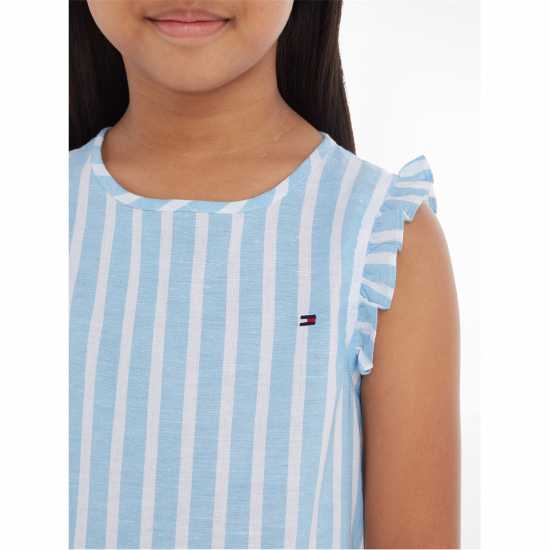 Tommy Hilfiger Striped Hemp Short Sleeve Ruffle Dress Juniors  Kids