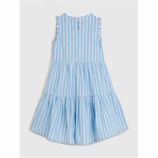 Tommy Hilfiger Striped Hemp Short Sleeve Ruffle Dress Juniors  Kids