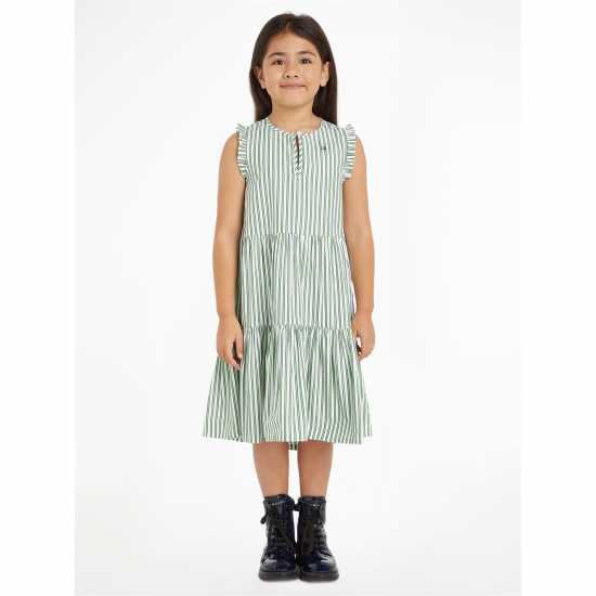 Tommy Hilfiger Striped Ruffle Sleeve Dress Juniors  Kids