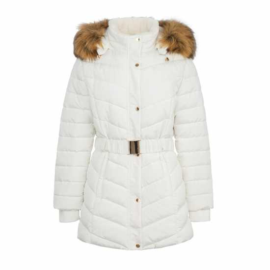 Firetrap Дамско Яке Belt Bubble Jacket Womens Крем Дамски грейки