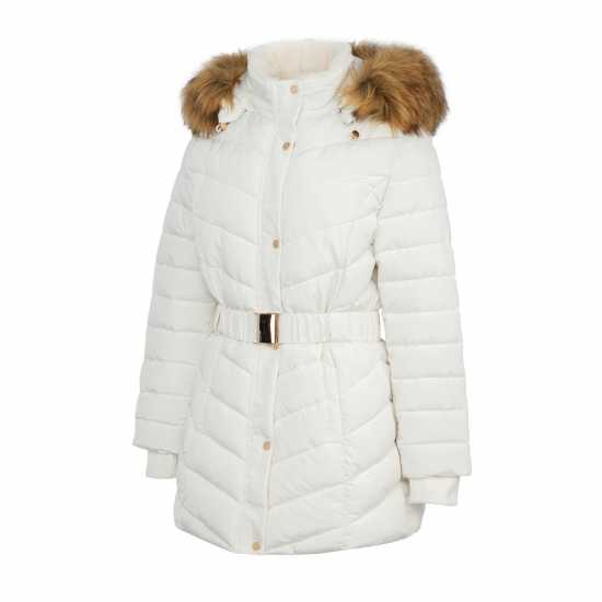 Firetrap Дамско Яке Belt Bubble Jacket Womens Крем Дамски грейки