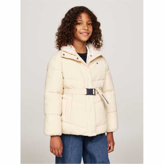 Tommy Hilfiger Teddy Collar Belted Puffer Jacket  Детски якета и палта