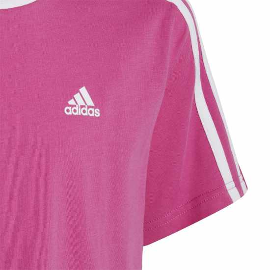 Тениска Момичета Adidas 3 Stripe T Shirt Junior Girls Ink/White Детски тениски и фланелки