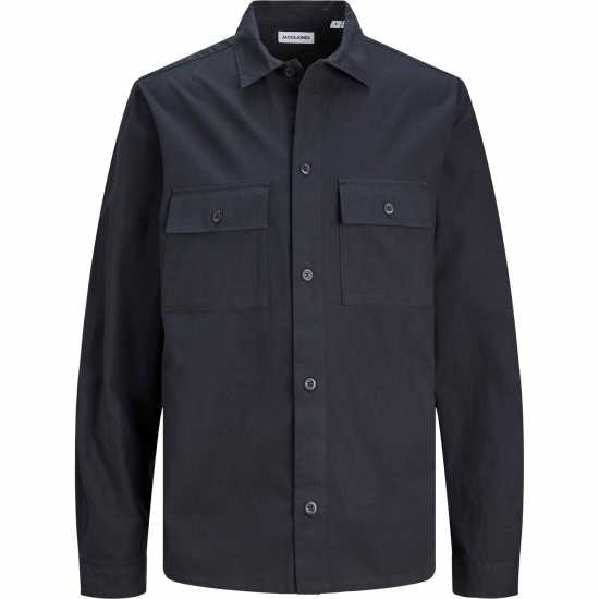 Jack And Jones Venice Linen Blend Long Sleeve Overshirt Черно Мъжки якета и палта