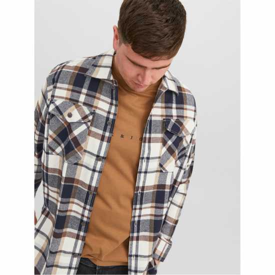 Jack And Jones Мъжка Риза Eddie Overshirt Mens Plus Size Облачен Танцьор Мъжки грейки