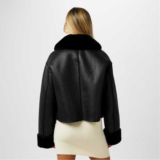 Jack Wills Reverse Shearling Jacket Черно Дамски грейки