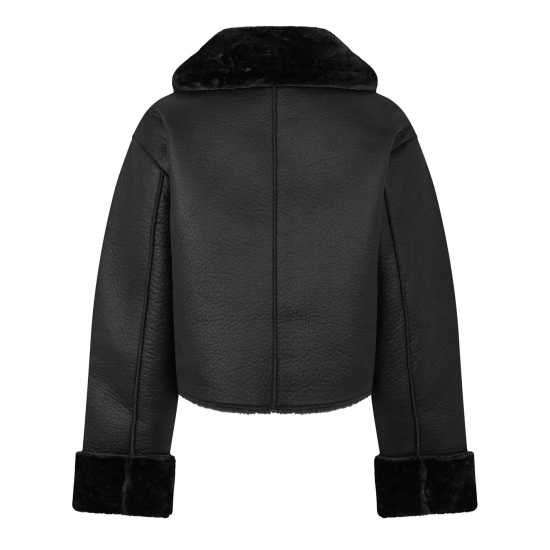 Jack Wills Reverse Shearling Jacket Черно Дамски грейки