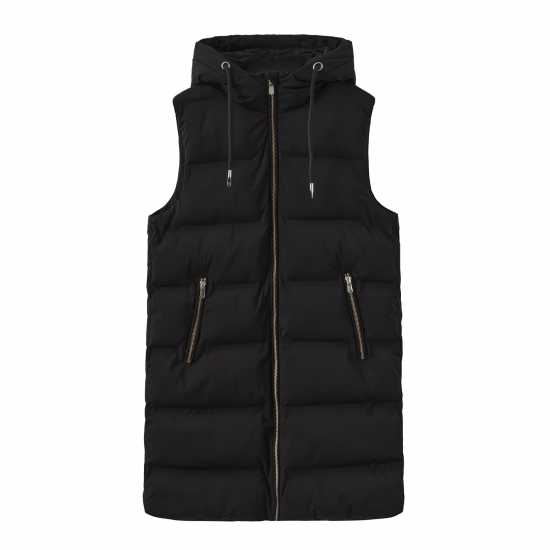 Firetrap Long Quilted Gilet Черно Дамски якета и палта