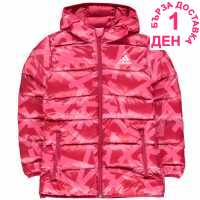 Adidas Яке Момичета Back To School Padded Bubble Jacket Junior Girls Pink-Patern Детски якета и палта