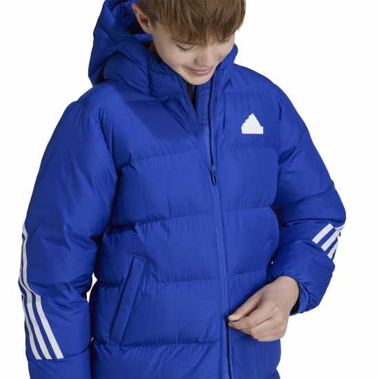 Adidas Ватирано Яке Future Icons Long Padded Jacket Kids Полу прозрачен син Детски якета и палта