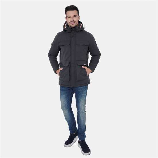 Lee Cooper Палто Парка Cooper Men Padded Parka Jacket Сиво Мъжки грейки