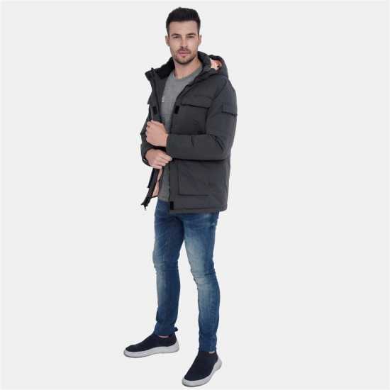 Lee Cooper Палто Парка Cooper Men Padded Parka Jacket Сиво Мъжки грейки