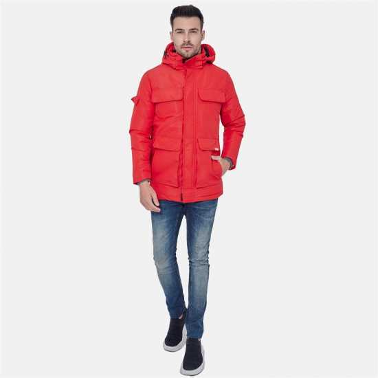 Lee Cooper Палто Парка Cooper Men Padded Parka Jacket Червено Мъжки грейки