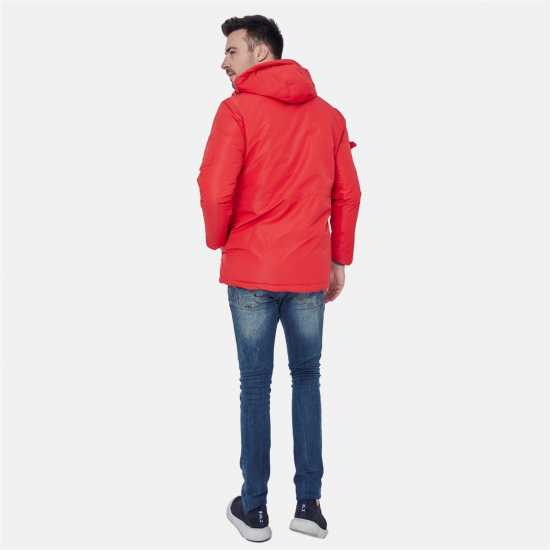 Lee Cooper Палто Парка Cooper Men Padded Parka Jacket Червено Мъжки грейки