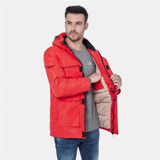 Lee Cooper Палто Парка Cooper Men Padded Parka Jacket Червено Мъжки грейки