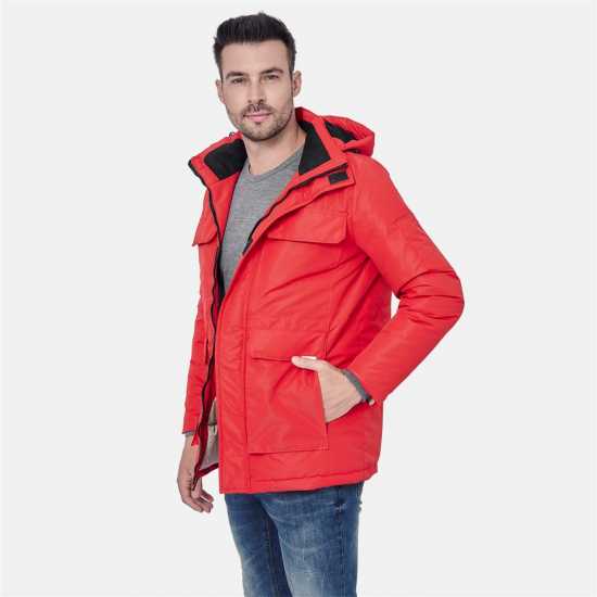 Lee Cooper Палто Парка Cooper Men Padded Parka Jacket Червено Мъжки грейки