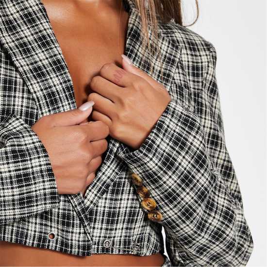 I Saw It First Cropped Check Blazer  