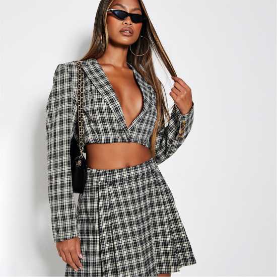 I Saw It First Cropped Check Blazer  