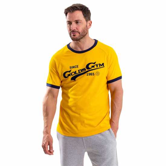 Мъжка Риза Golds Gym Logo T-Shirt Mens Злато Мъжко облекло за едри хора